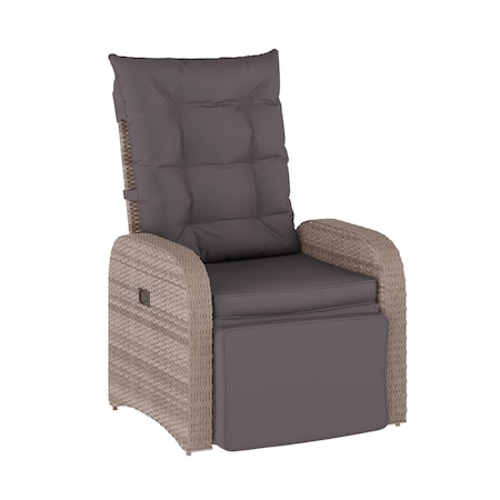 Flash Furniture Nemo Indoor/Outdoor Patio Wicker Rattan Recliner Lounge Chair w/Flip up Side Table, Gray LTS-0422-GY-GY-GG